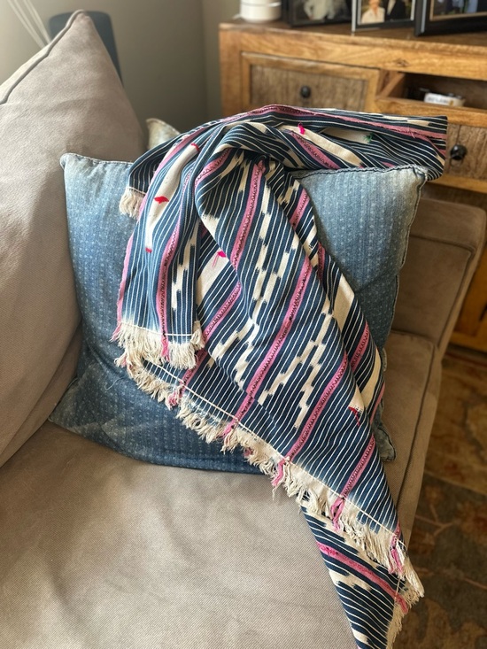 Other - Blue & Pink Striped Ikat Handwoven MudCloth